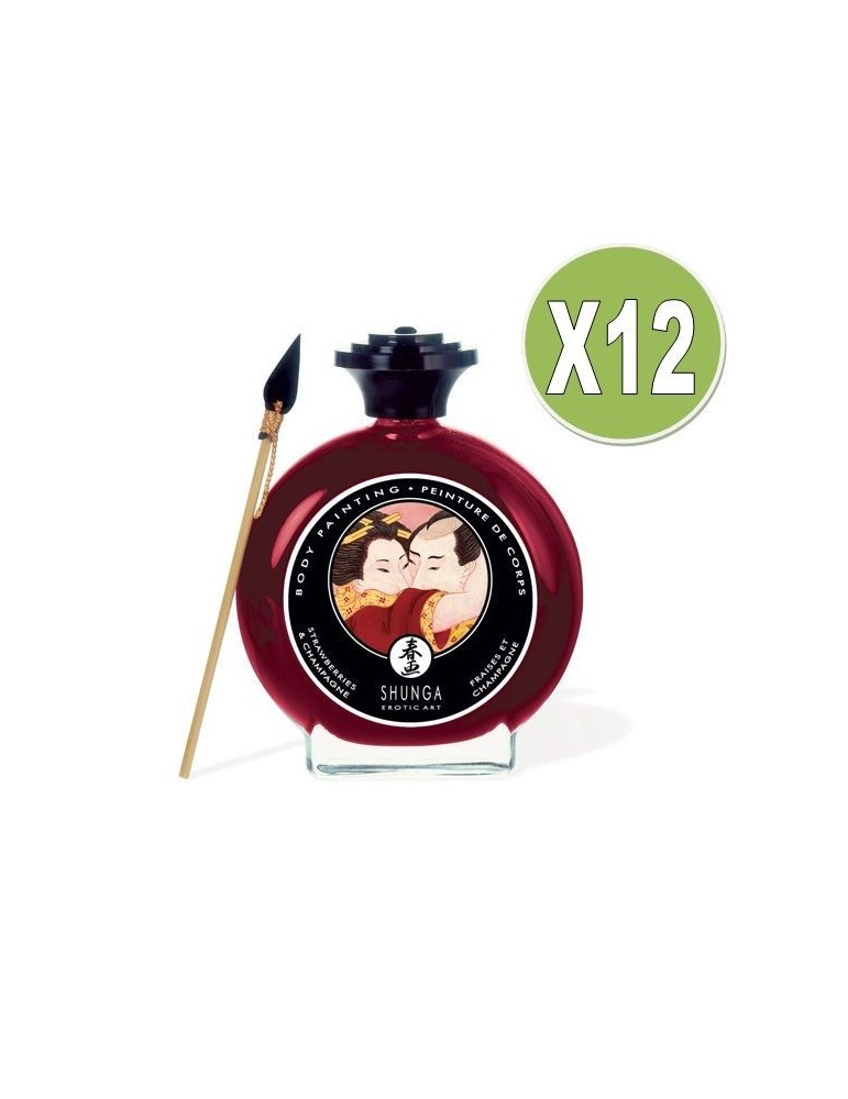 peinture corporelle shunga fraise et champagne (x 12 unités)