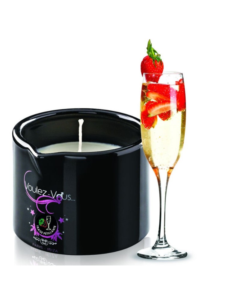 bougie de massage voulez-vous champagne aux fraises 120ml
