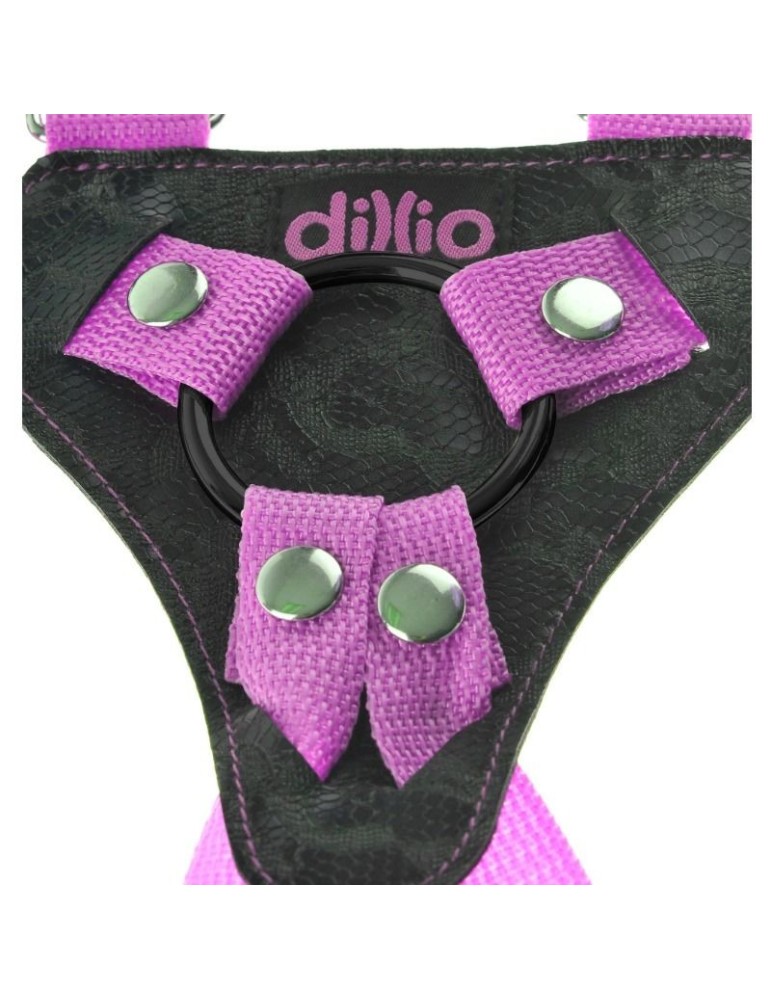 sangle dillio sur harnais avec sangles et gode rose 17,8 cm_5