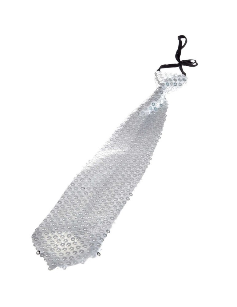 soulager la cravate à paillettes argentées