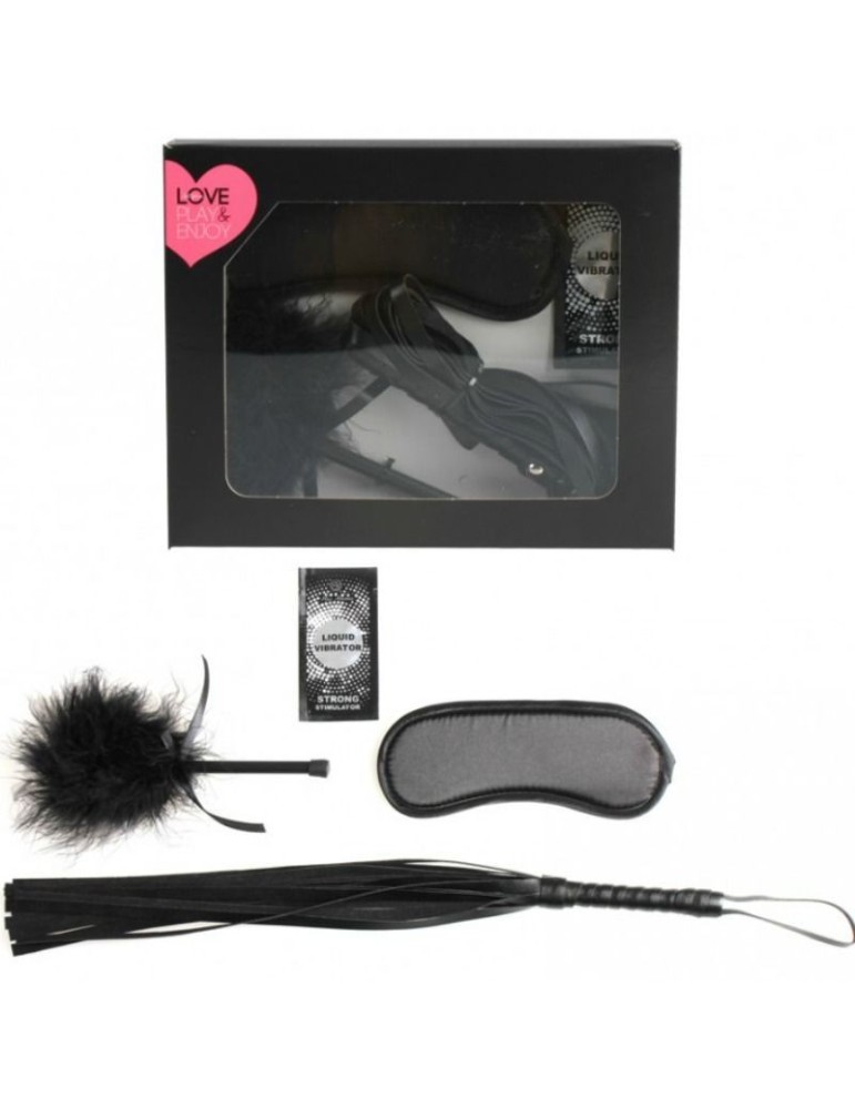 secretplay premier kit fouet bdsm + dose unique + plumeau + bandage