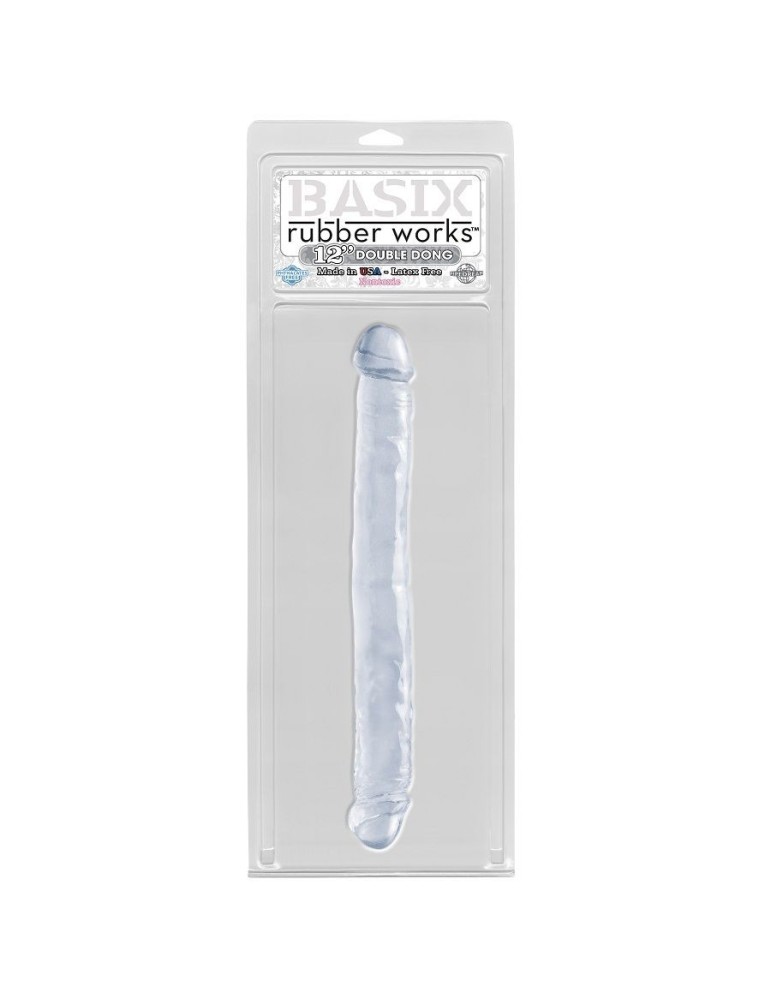 basix double pénis en gelée transparente 34 cm