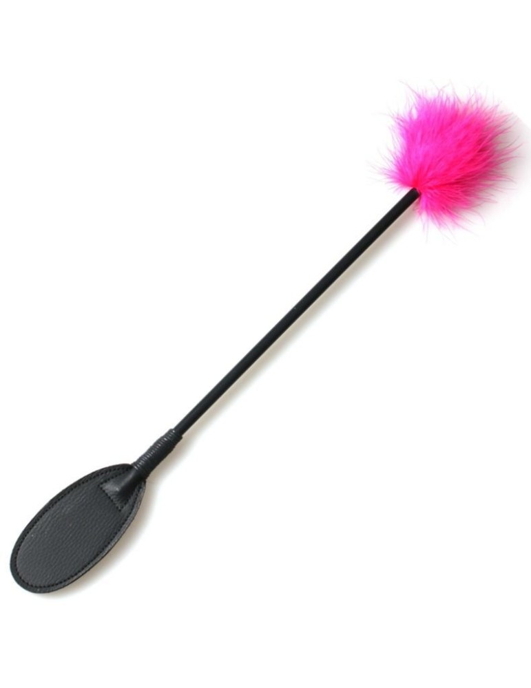 jeu secret fouet et plume noir et rose.