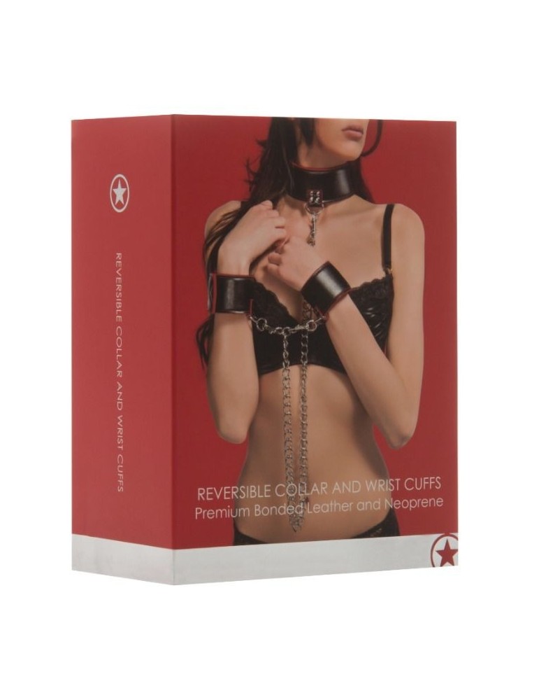col et menottes réversibles - rouge