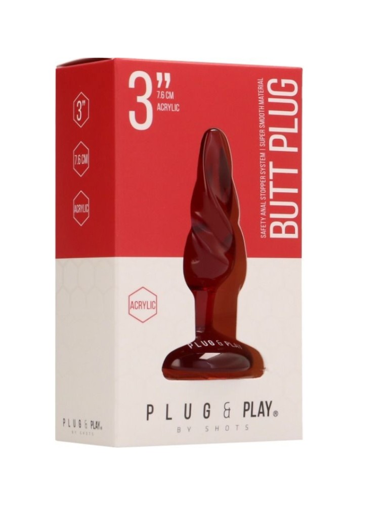 plug & play - plug anal spirale acrylique 7,6 cm - rouge_2