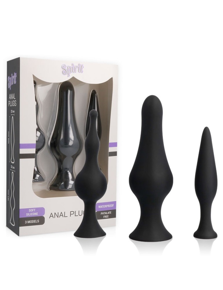 spirit training plugs anaux silicone noir 3pcs_2