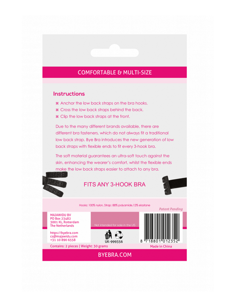 byebra adaptateur soutien-gorge dos ouvert noir 2 crochets