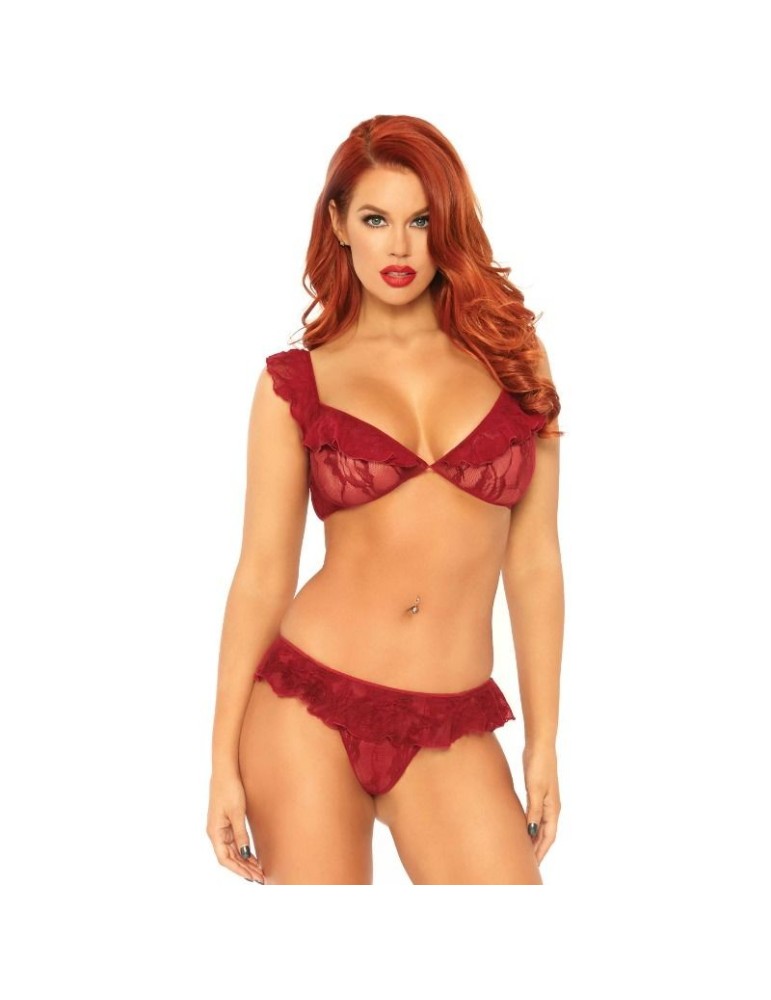 leg avenue set 2 pièces string et soutien-gorge bordeaux tu