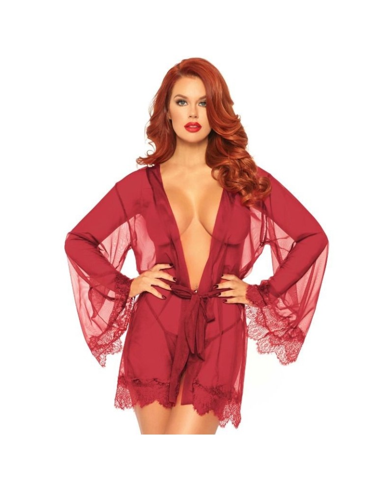 peignoir à manches évasées bordeaux leg avenue