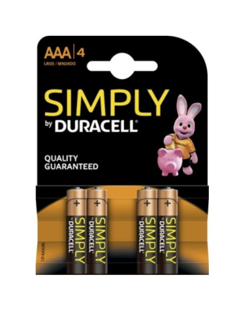 pile alcaline simplement duracell aaa lr03 / mn2400 4ud