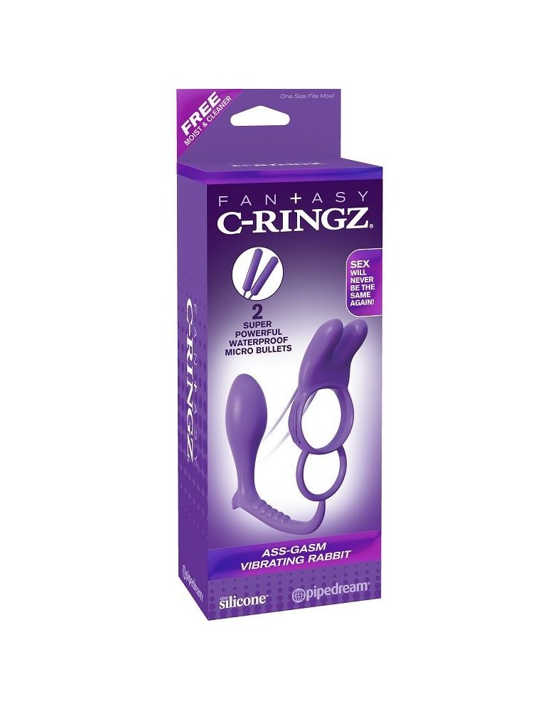 fantaisie c-ringz anneau vibrant anal lapin triple stimulation
