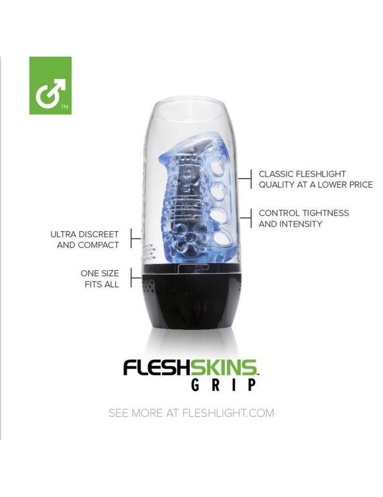 masturbateur fleshkins bleu glacier avec étui de séchage