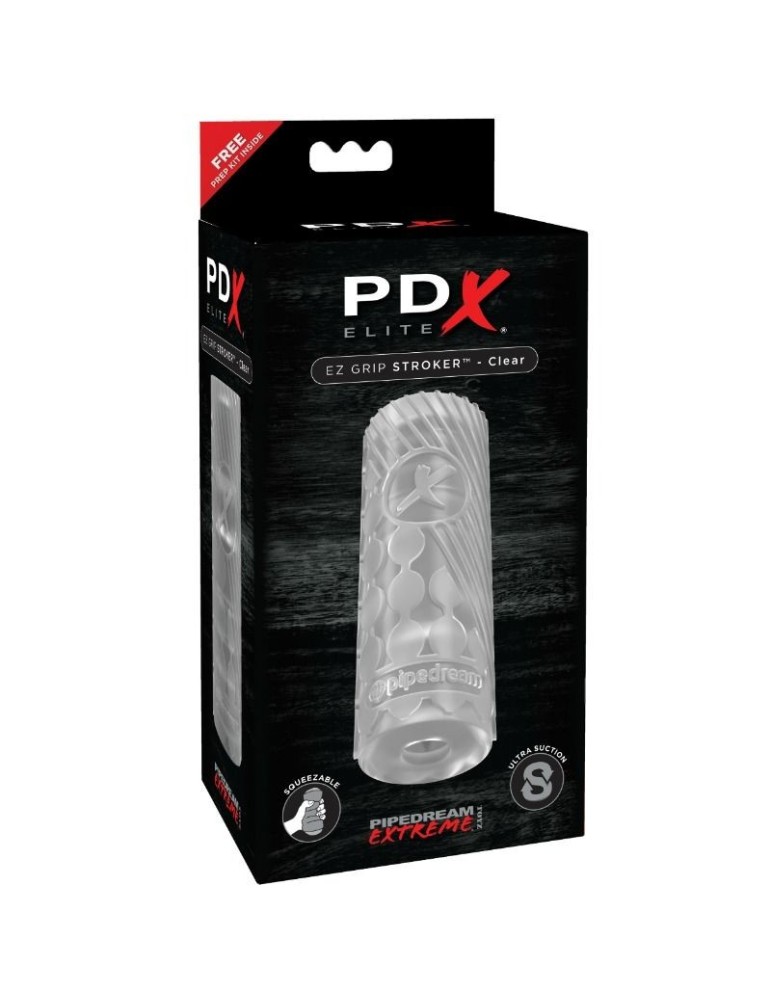 manchon de masturbateur pdx elite ez grip stroker - transparent