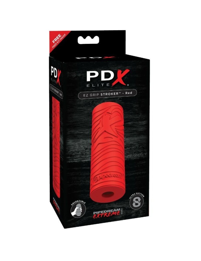 manchon de masturbateur pdx elite ez grip stroker - rouge