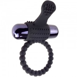 anneau vibrante en silicone noir fantaisie c-ring