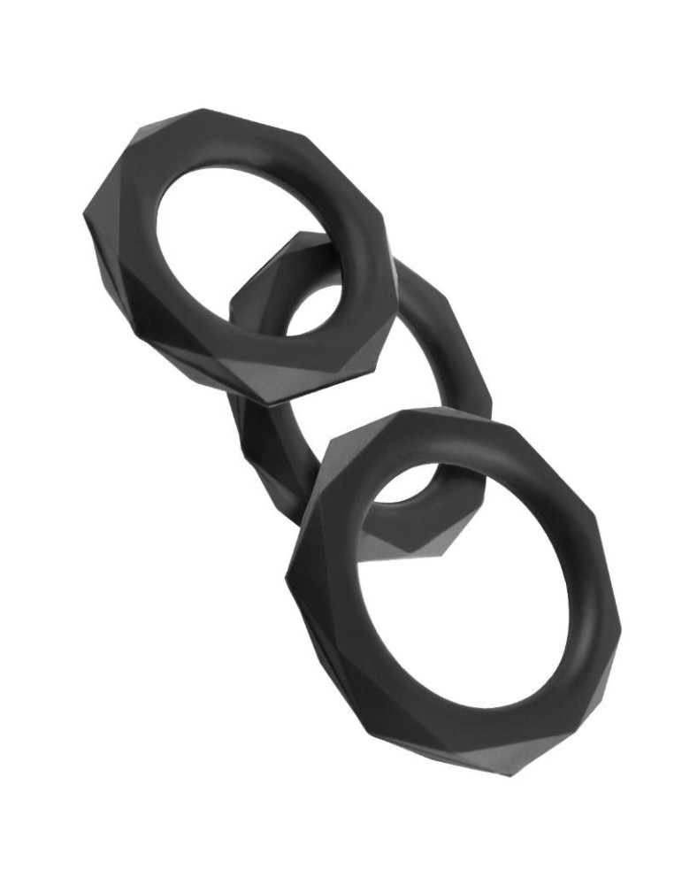 fantasy c ringz set anneaux en silicone noir noir