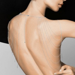 magnifique bijou chaîne en métal argenté dos et épaule