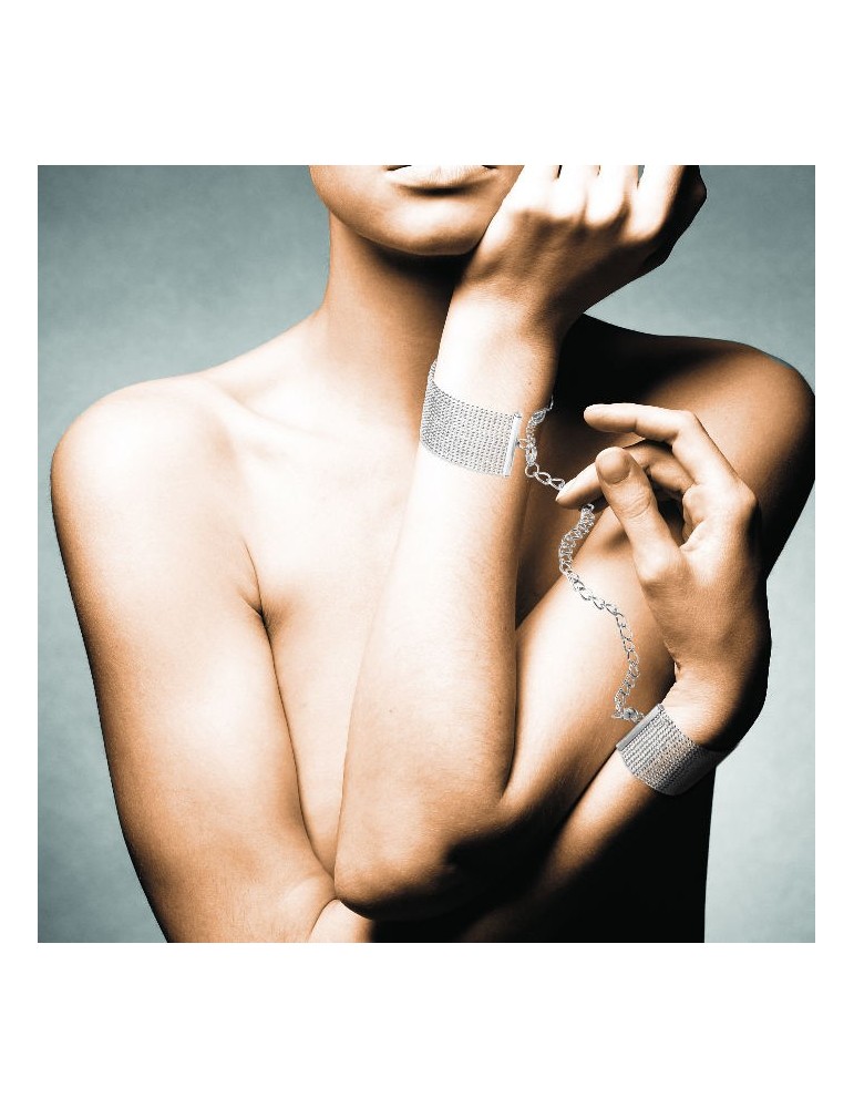 magnify bracelets / menottes à chaînes métalliques argentées_2
