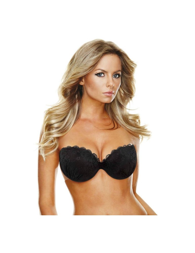 soutien-gorge en dentelle noire ivabra sans dos et sans bretelles