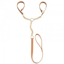 bijoux indiscrets maze menottes marron avec sangle