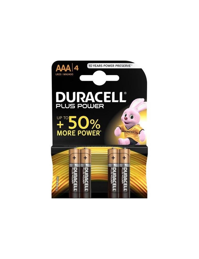 pile alcaline duracell plus power aaa lr03 blister * 4