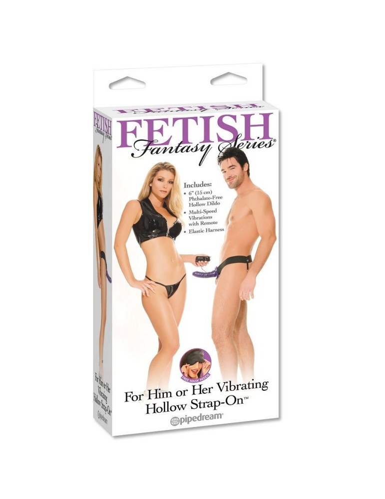 vibromasseur de harnais creux fétiche pour lui et son lilas 14cm