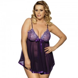 nuisette subblime queen plus lilas avec nœud et paillettes