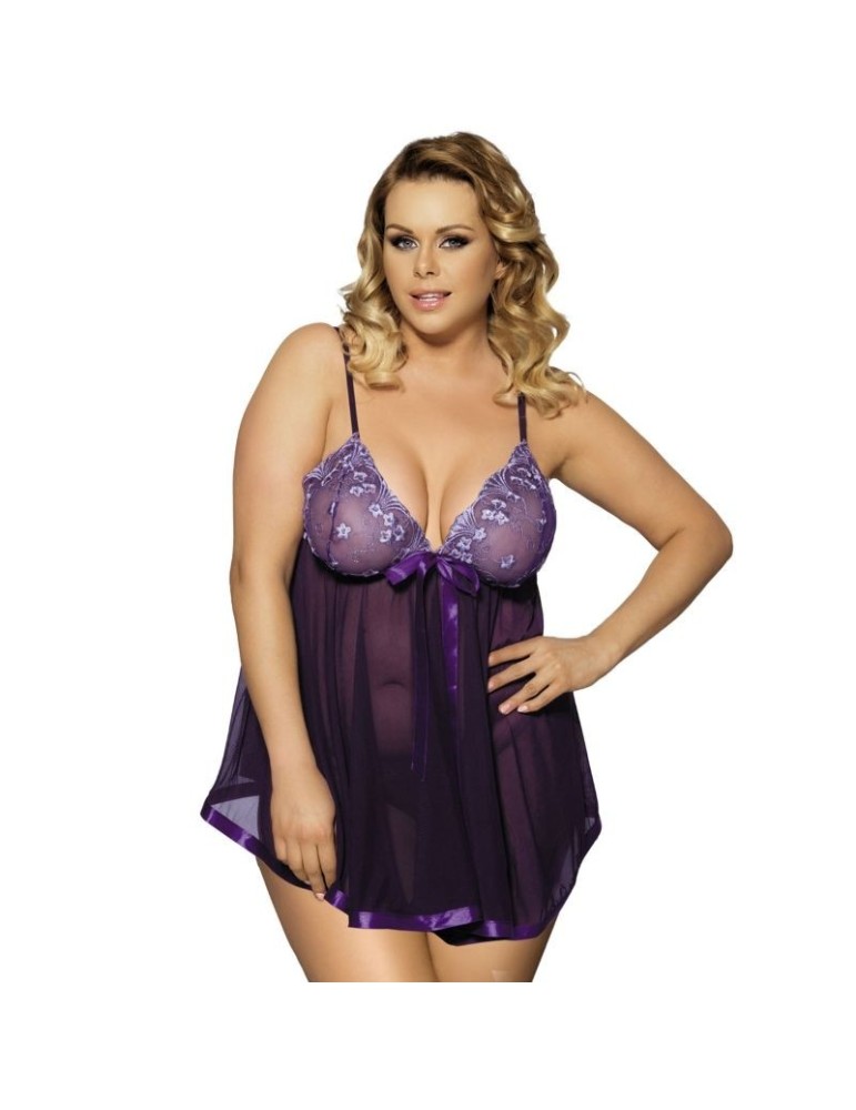 nuisette subblime queen plus lilas avec nœud et paillettes