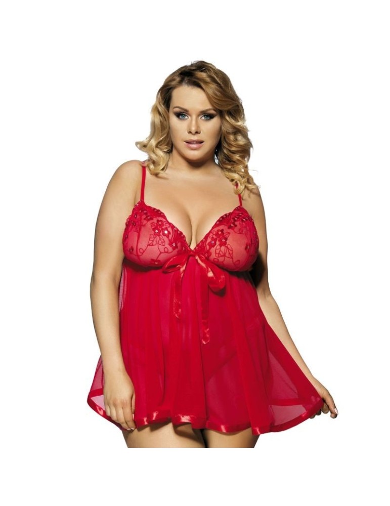 subblime queen plus nuisette rouge avec noeud et paillettes