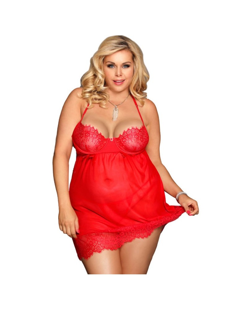 nuisette subblime queen plus avec nœuds rouges