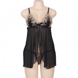 nuisette broderie florale beige subblime queen plus