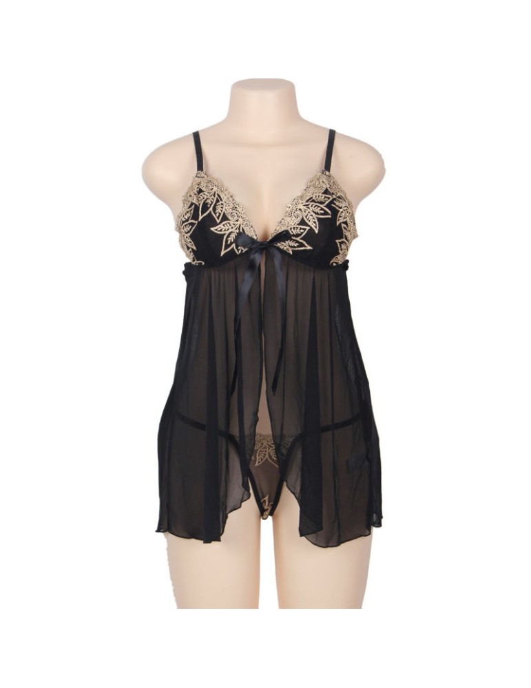 nuisette broderie florale beige subblime queen plus