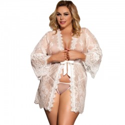 subblime queen plus peignoir avec broderie et manche cloche blanche