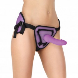 harnais ouch deluxe avec gode silicone souple lilas 20,5cm