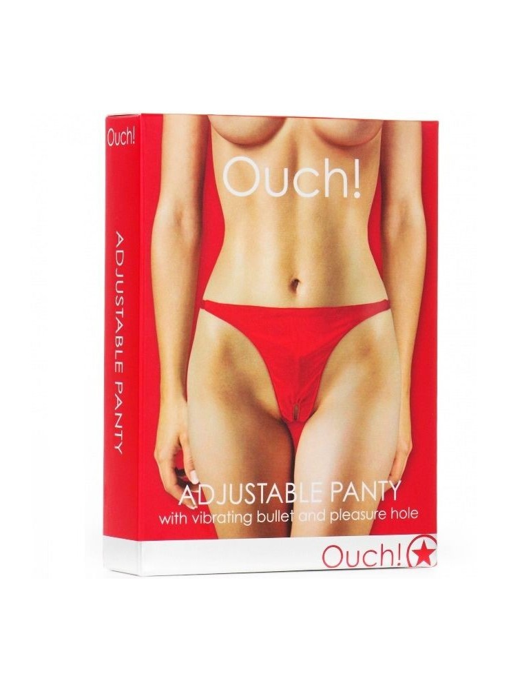 string ajustable rouge ouch avec balle vibrante