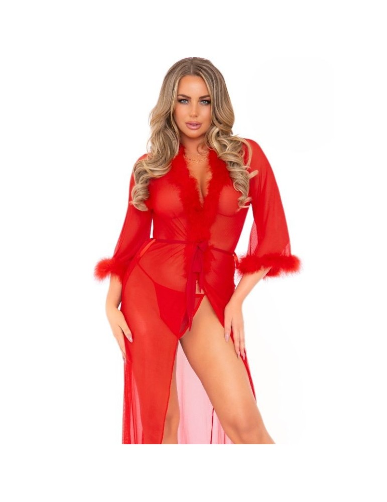 leg avenue peignoir bordures marabu rouge taille unique_3