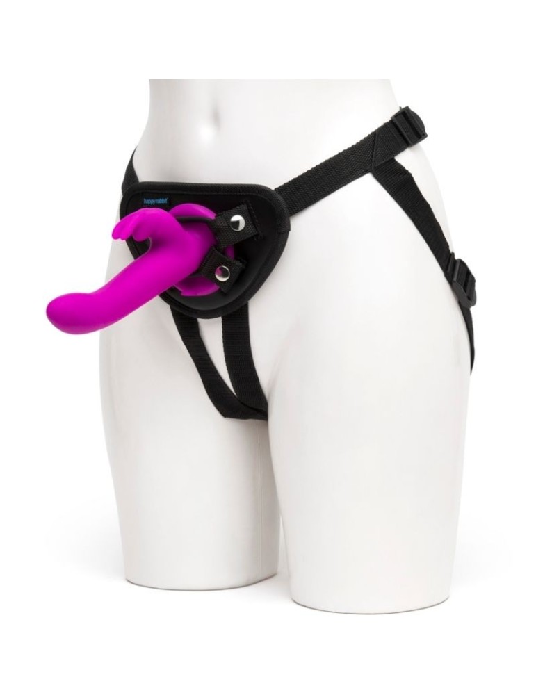 sangle vibrante rechargeable happy rabbit sur harnais