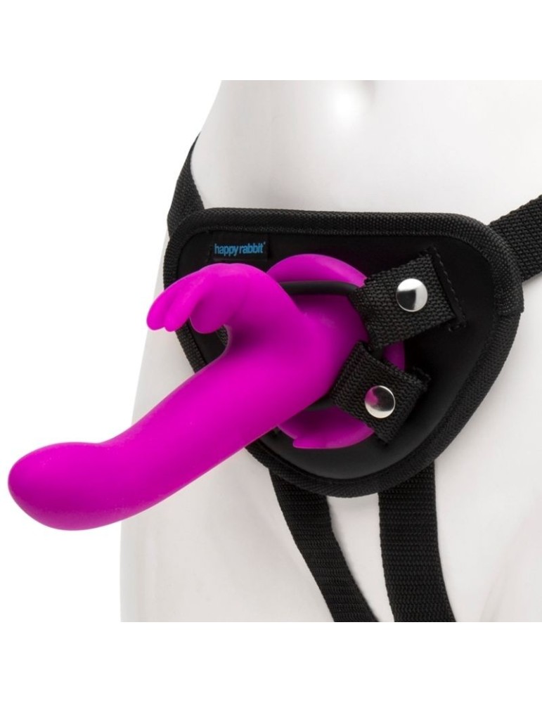 sangle vibrante rechargeable happy rabbit sur harnais_2