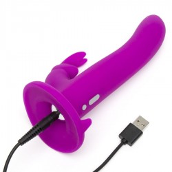 sangle vibrante rechargeable happy rabbit sur harnais_5