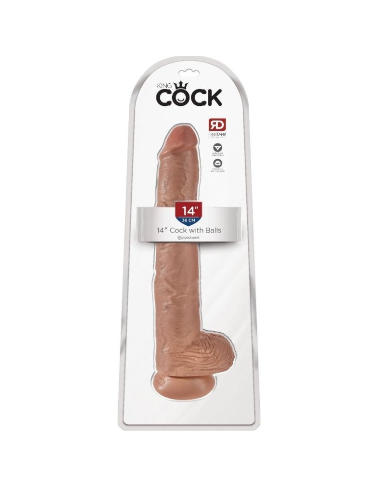 king cock pénis réaliste avec testicules 35,6 cm_5