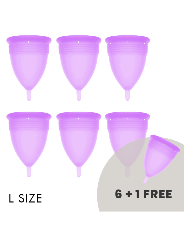 stercup pack coupe menstruelle silicone fda taille l lilas 6 + 1 gratuit