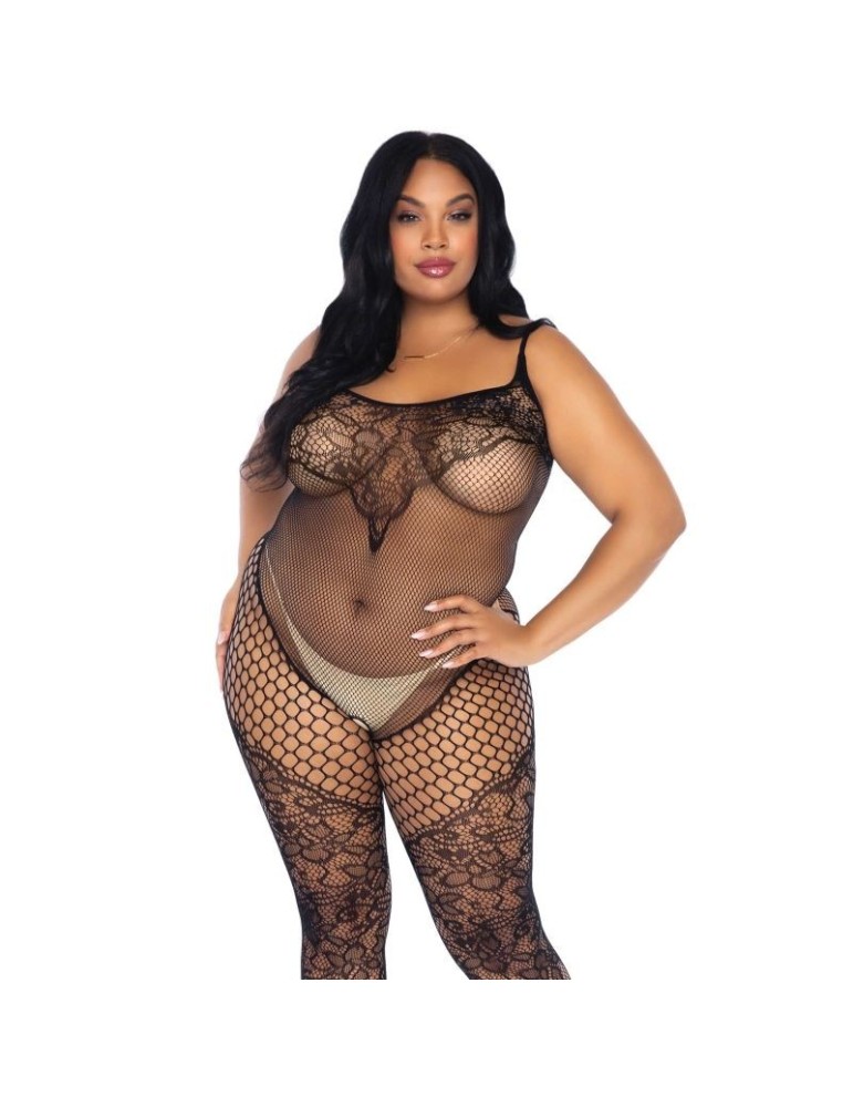 bodystocking leg avenue en résille et motif floral grande taille