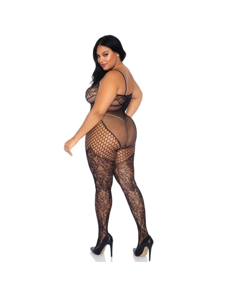 bodystocking leg avenue en résille et motif floral grande taille_2