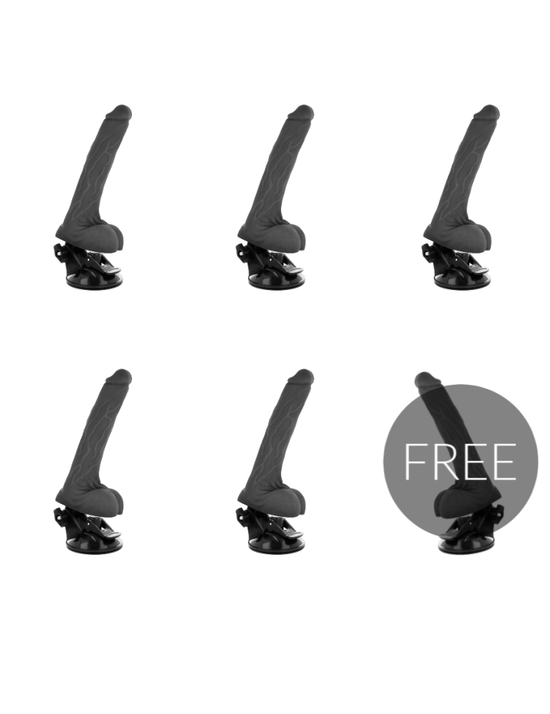 vibromasseur télécommandé basecock noir réaliste 19cm 5 + 1 gratuit