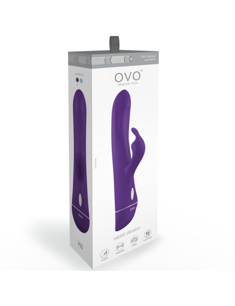 ovo - vibromasseur k6 avec stimulation du point g lapin et lilas