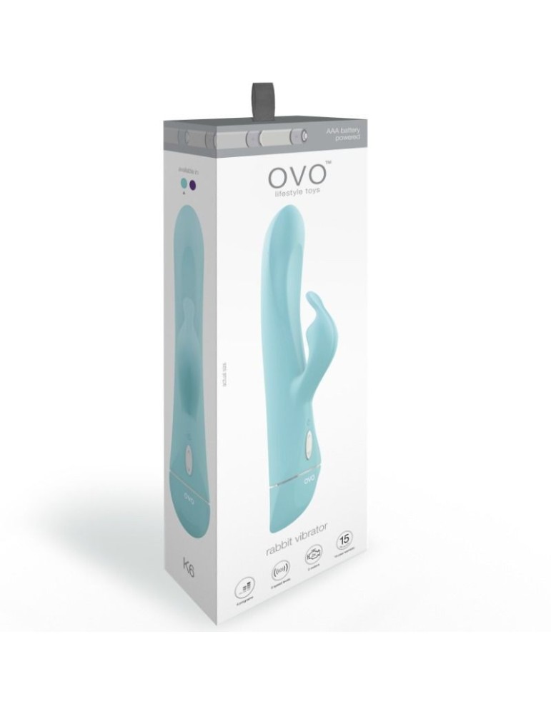 ovo - vibromasseur k6 avec stimulation lapin et point g turquoise