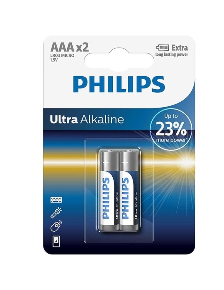 pile ultra alcaline philips aaa lr03 blister * 2