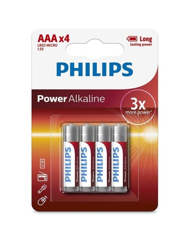 pile alcaline philips power aaa lr03 blister * 4