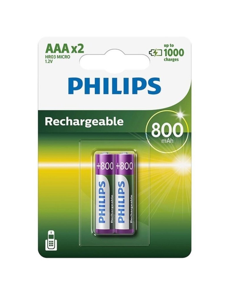 batterie rechargeable philips aaa hr03 800 mah blister * 2