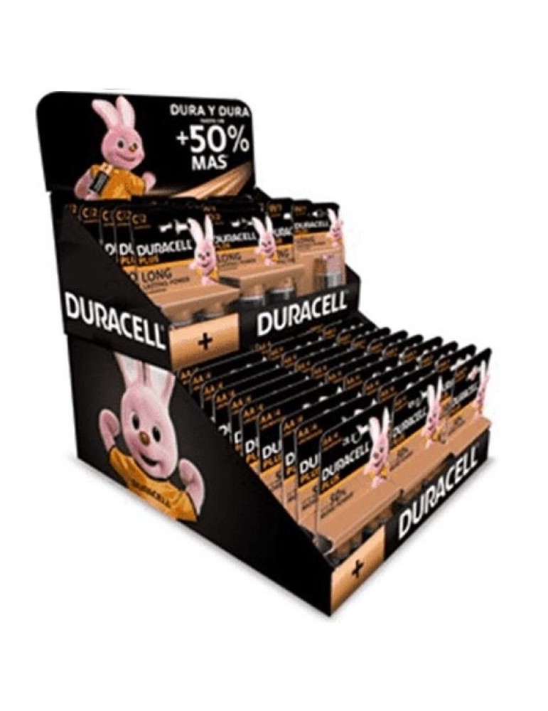 présentoir en carton duracell plus avec piles incluses